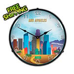Collectable Sign and Clock Los Angeles Skyline Backlit Wall Clock