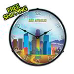 Collectable Sign and Clock Los Angeles Skyline Backlit Wall Clock