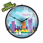 Collectable Sign and Clock Miami Skyline Backlit Wall Clock