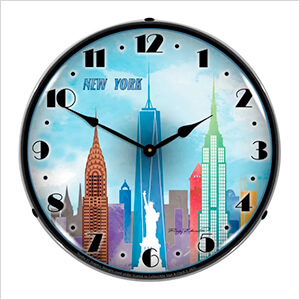 New York Skyline Backlit Wall Clock