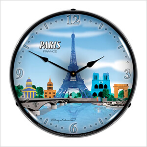 Paris Skyline Backlit Wall Clock