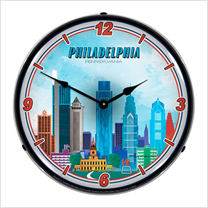 Philadelphia Skyline Backlit Wall Clock