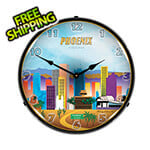 Collectable Sign and Clock Phoenix Skyline Backlit Wall Clock
