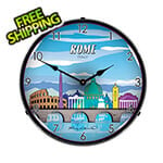 Collectable Sign and Clock Rome Skyline Backlit Wall Clock