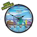 Collectable Sign and Clock Rome Skyline Backlit Wall Clock