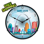 Collectable Sign and Clock Saint Louis Skyline Backlit Wall Clock