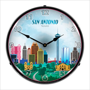 San Antonio Skyline Backlit Wall Clock
