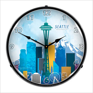 Seattle Skyline Backlit Wall Clock
