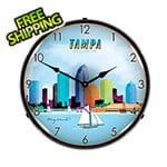 Collectable Sign and Clock Tampa Skyline Backlit Wall Clock