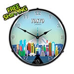 Collectable Sign and Clock Tokyo Skyline Backlit Wall Clock