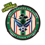 Collectable Sign and Clock Air Force Veteran Operation Desert Storm Backlit Wall Clock