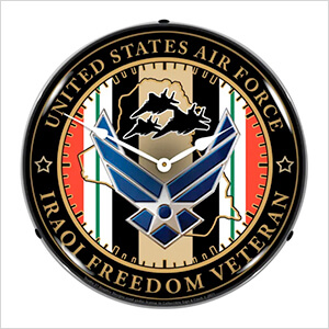 Air Force Veteran Operation Iraqi Freedom Backlit Wall Clock
