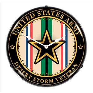 Army Veteran Operation Desert Storm Backlit Wall Clock