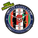 Collectable Sign and Clock Army Veteran Operation Enduring Freedom Backlit Wall Clock