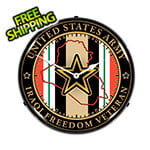 Collectable Sign and Clock Army Veteran Operation Iraqi Freedom Backlit Wall Clock