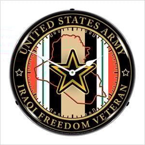 Army Veteran Operation Iraqi Freedom Backlit Wall Clock