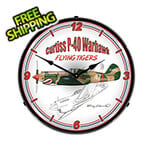 Collectable Sign and Clock Curtiss P-40 Warhawk Backlit Wall Clock