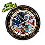 Collectable Sign and Clock Fallen Heroes Backlit Wall Clock