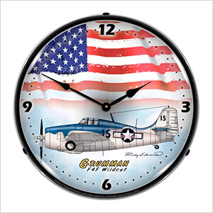 Grumman F4F Wildcat Backlit Wall Clock