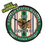 Collectable Sign and Clock Marine Veteran Operation Desert Storm Backlit Wall Clock