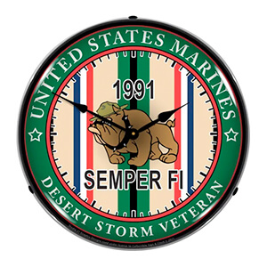 Marine Veteran Operation Desert Storm Backlit Wall Clock