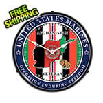 Collectable Sign and Clock Marine Veteran Operation Enduring Freedom Backlit Wall Clock