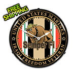 Collectable Sign and Clock Marine Veteran Operation Iraqi Freedom Backlit Wall Clock