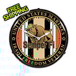 Collectable Sign and Clock Marine Veteran Operation Iraqi Freedom Backlit Wall Clock