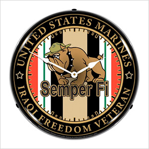 Marine Veteran Operation Iraqi Freedom Backlit Wall Clock