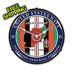 Collectable Sign and Clock Navy Veteran Operation Enduring Freedom Backlit Wall Clock