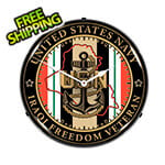 Collectable Sign and Clock Navy Veteran Operation Iraqi Freedom Backlit Wall Clock