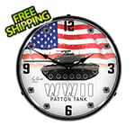 Collectable Sign and Clock WWII Patton Tank Backlit Wall Clock