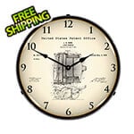 Collectable Sign and Clock 1898 J.A. Burr Lawn Mower Patent Blueprint Backlit Wall Clock