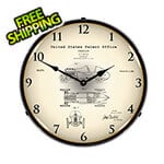 Collectable Sign and Clock 1920 H.A. Miller Race Car Patent Blueprint Backlit Wall Clock