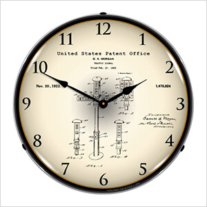 1922 First Traffic Signal G.A. Morgan Patent Blueprint Backlit Wall Clock
