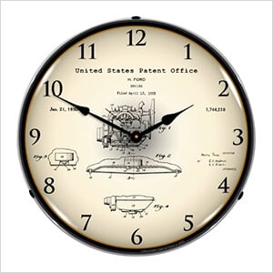 1928 Henry Ford Engine Patent Blueprint Backlit Wall Clock