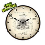 Collectable Sign and Clock 1930 L-29 Cord A.H. Leamy Front Wheel Drive Patent Blueprint Backlit Wall Clock