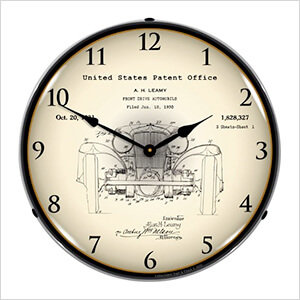 1930 L-29 Cord A.H. Leamy Front Wheel Drive Patent Blueprint Backlit Wall Clock