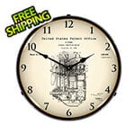Collectable Sign and Clock 1932 Henry Ford Engine Patent Blueprint Backlit Wall Clock