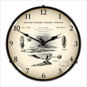 1937 Packard Radiator Cap Hood Ornament Patent Blueprint Backlit Wall Clock