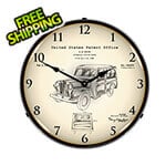 Collectable Sign and Clock 1946 Willys Jeep Station Wagon Patent Blueprint Backlit Wall Clock