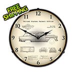 Collectable Sign and Clock 1955 Chevrolet Nomad Wagon Patent Blueprint Backlit Wall Clock