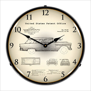 1955 Chevrolet Nomad Wagon Patent Blueprint Backlit Wall Clock