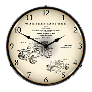 1971 George Barris Sport Buggy Patent Blueprint Backlit Wall Clock