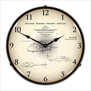 1972 Sikorsky UH-60 Black Hawk Patent Blueprint Backlit Wall Clock