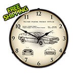 Collectable Sign and Clock 1981 DeLorean Patent Blueprint Backlit Wall Clock