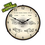 Collectable Sign and Clock 1990 Batmobile Patent Blueprint Backlit Wall Clock