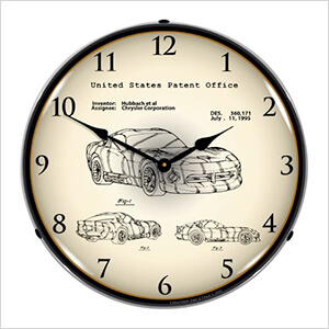 1996 Dodge Viper SRT Patent Blueprint Backlit Wall Clock