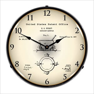 1887 Pharmacist Mortar Patent Blueprint Backlit Wall Clock