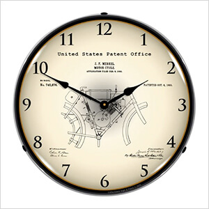 1902 Merkel Motorcycle Patent Blueprint Backlit Wall Clock